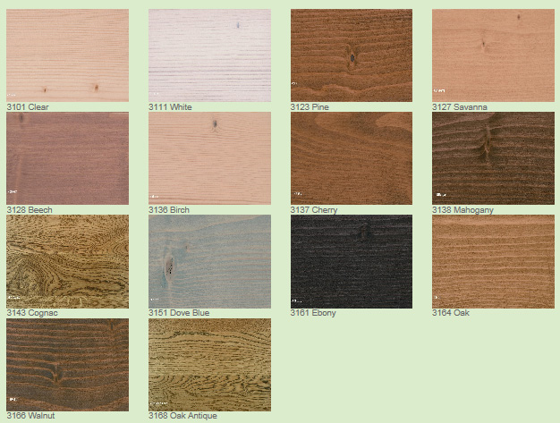 Wood Stain Varnish Colour Chart